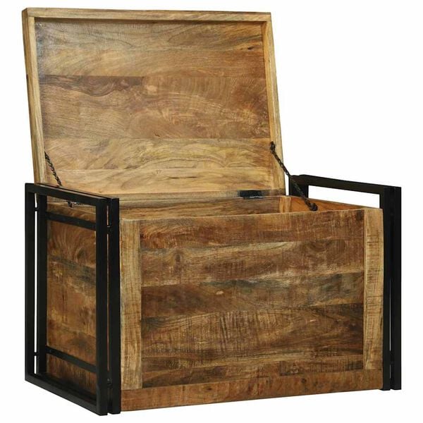 vidaXL Förvaringslåda 80 x 50 x 50 cm Rå mango trä och metall