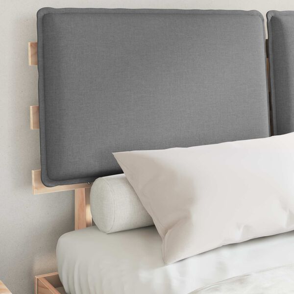 vidaXL S&auml;ngram med Kl&auml;dd Huvudgavel Ljusgr&aring; 150 x 200 cm Massiv furu