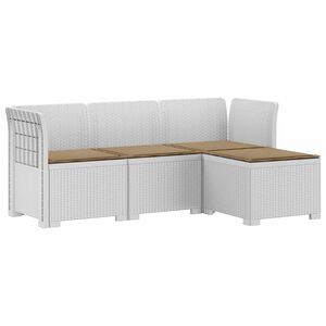 vidaXL 4-sits Tr&auml;dg&aring;rdsoffa med Kuddar Rattan Look PP Vit