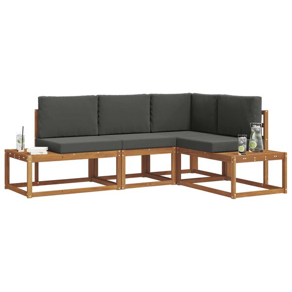 vidaXL Utomhussoffset med kudde 4 Stycke Naturlig och Antracit