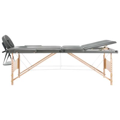 vidaXL Massagebänk med 3 zoner träram antracit 186x68 cm