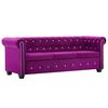 vidaXL Chesterfieldsoffa 3-sits sammet 199x75x72 cm lila