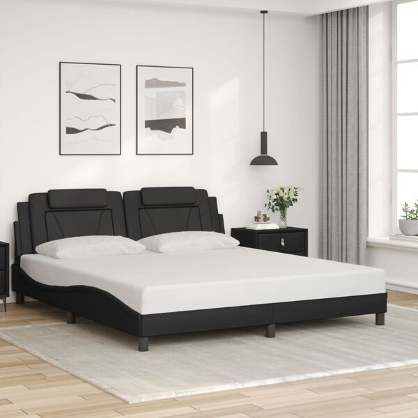 vidaXL Bed Frame "Viana" without Mattress Black 180x200 cm Faux Leather