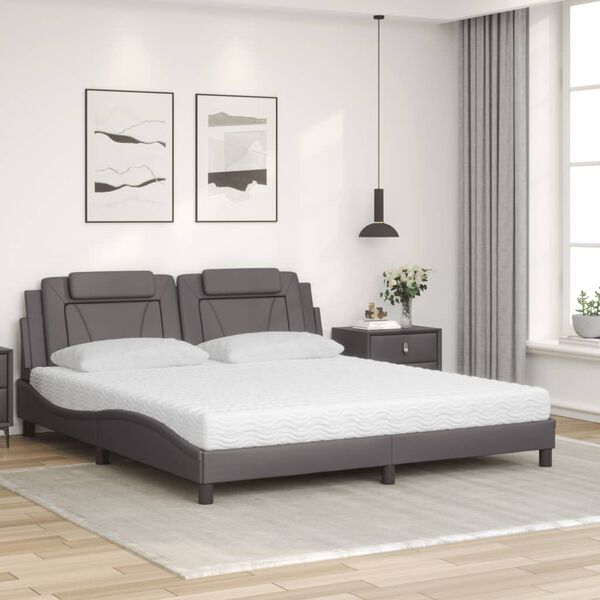 vidaXL Bed "Viana" with Mattress Grey 180x200 cm Faux Leather