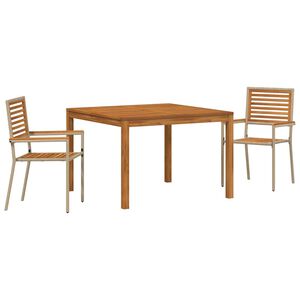 vidaXL Tr&auml;dg&aring;rdsm&ouml;belset 3 st Beige Massivt Akaciatr&auml;