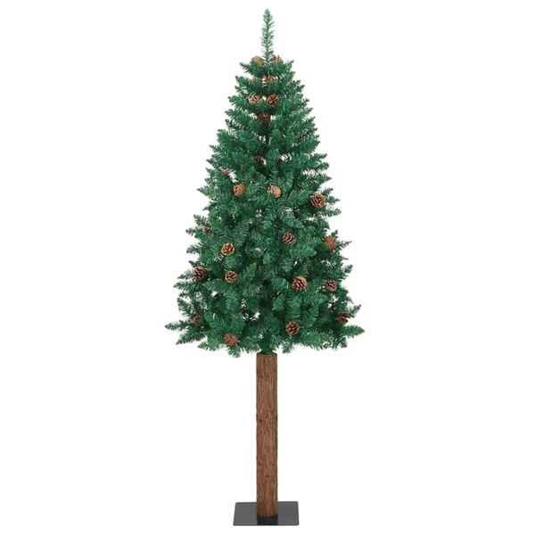 vidaXL Smal julgran med 300 LED-lampor Gr&ouml;n 210 cm PVC och solid furu