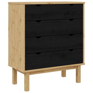 vidaXL Kommode med l&aring;da OTTA Svart 76,5 x 39,5 x 90 cm Massiv furu