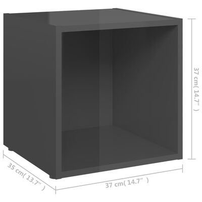 vidaXL TV-bänk 4 st grå högglans 37x35x37 cm konstruerat trä
