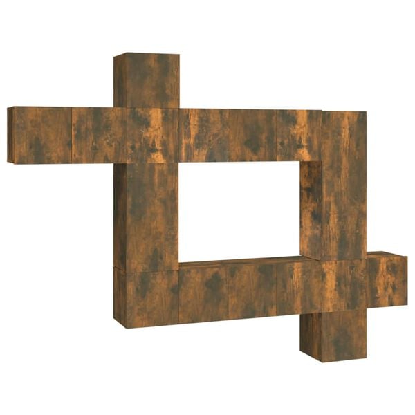 vidaXL TV-sk&aring;p 10 delar r&ouml;kf&auml;rgad ek konstruerat tr&auml;