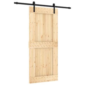 vidaXL Skjutd&ouml;rr Naturlig och svart 90 x 210 cm Massiv furutr&auml;d&ouml;rr