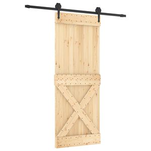 vidaXL Skjutd&ouml;rr Naturlig och svart 80 x 210 cm Massiv furutr&auml;d&ouml;rr