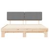 vidaXL Sängram med Klädd Huvudgavel Ljusgrå 200 x 200 cm Massiv furu