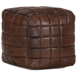 vidaXL Sittpuff m&ouml;rkbrun 40x40x40 cm &auml;kta getskinn