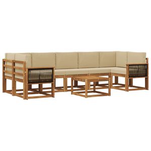 vidaXL Utomhussoffset 6 pcs Naturlig Massivt akaciatr&auml; och polyester