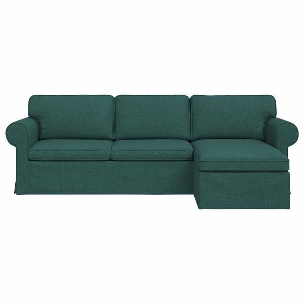 vidaXL Soffa M&ouml;rkgr&ouml;n 215 x 138 x 80 cm tyg
