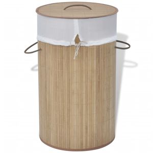 vidaXL Tv&auml;ttkorg i bambu rund naturf&auml;rg