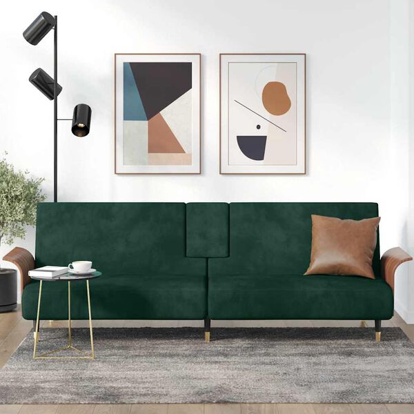 vidaXL B&auml;ddsoffa med muggh&aring;llare m&ouml;rkgr&aring; sammet