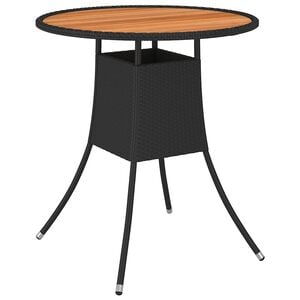 vidaXL Matbord f&ouml;r tr&auml;dg&aring;rd svart &Oslash;70cm konstrotting och massiv akacia