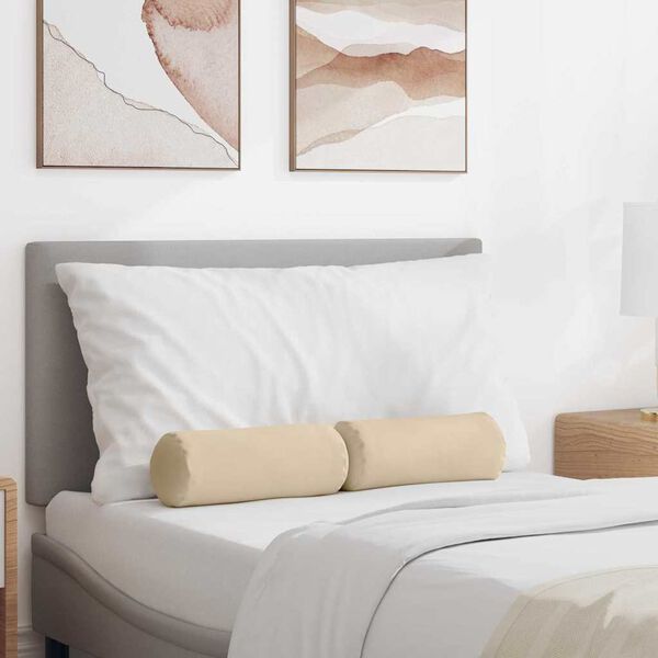 vidaXL Bolsterkuddar 2 pcs Kr&auml;m &Oslash; 15 x 40 cm Mikrofiber Tyg