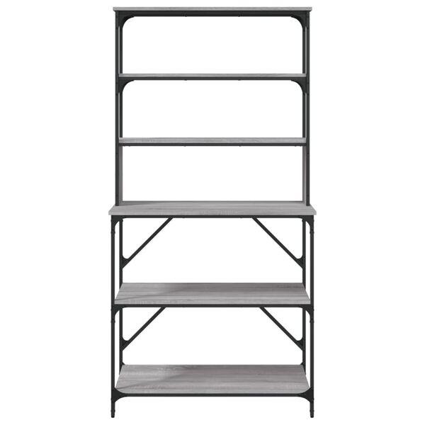 vidaXL Kökshylla 6 hyllplan grå sonoma 90x40x180 cm konstruerat trä