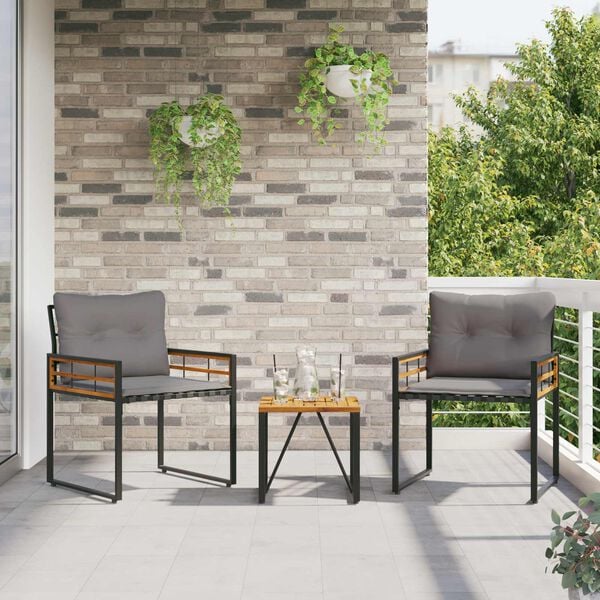 vidaXL Utemöbelset med kudde 3 pcs Ljusgrå