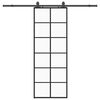 vidaXL Skjutd&ouml;rr med beslag svart 76x205 cm ESG-glas