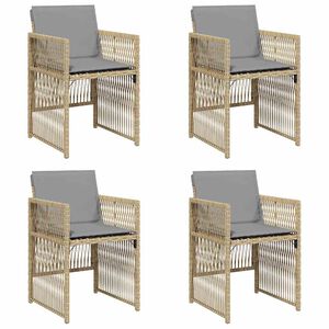 vidaXL Tr&auml;dg&aring;rdsstolar med dynor 4 st blandad beige konstrotting