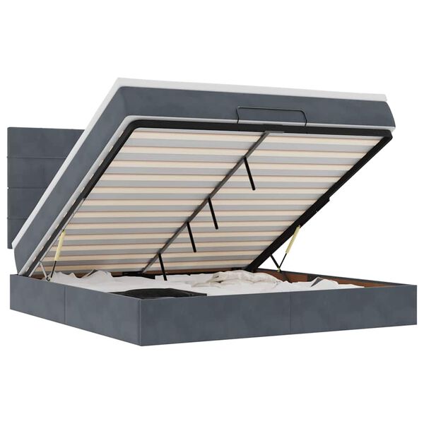vidaXL Ottoman sängram med madrasser mörkgrå 160x200 cm sammet