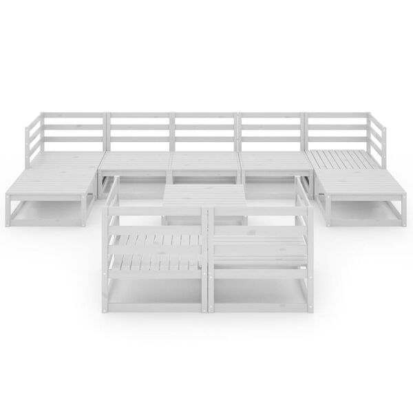 vidaXL Loungegrupp f&ouml;r tr&auml;dg&aring;rden 10 delar vit massiv furu