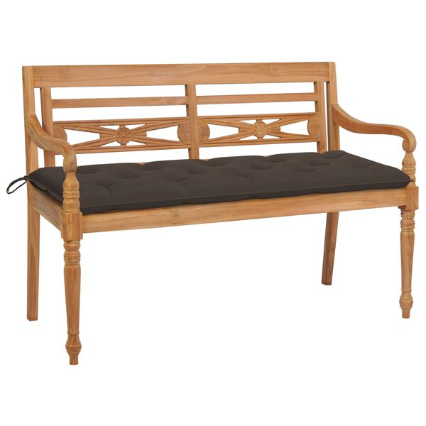 vidaXL Bataviab&auml;nk med taupef&auml;rgad dyna 150 cm massiv teak