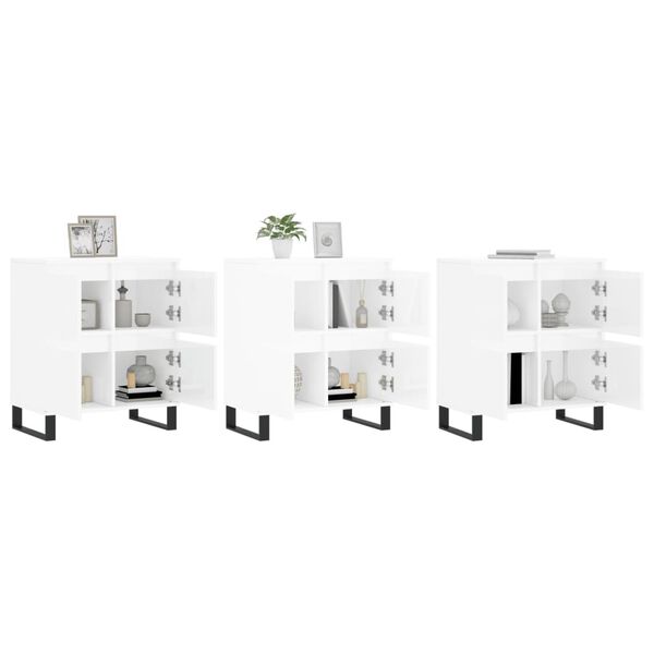 vidaXL Sk&auml;nkar 3 delar vit h&ouml;gglans konstruerat tr&auml;