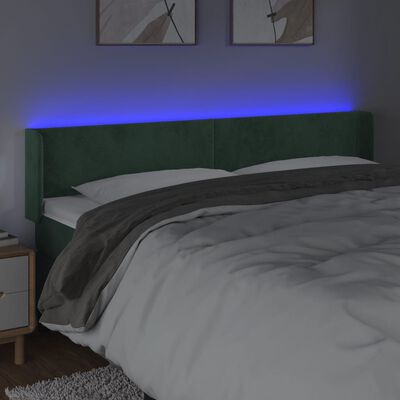 vidaXL Sänggavel LED mörkgrön 203x16x78/88 cm sammet