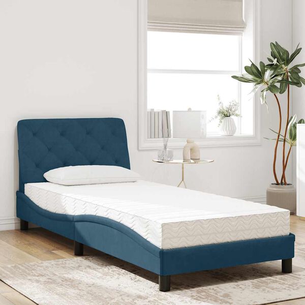 vidaXL Bed with Mattress Blue 90x200 cm Velvet