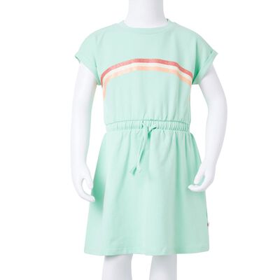 Barnklänning med dragsko klargrön 92