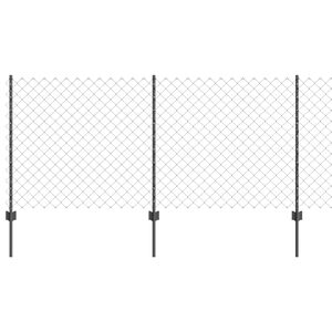 vidaXL Kedjegaller med stolpe 10 x 1 m PVC-belagda st&aring;l Gr&aring; Mesh
