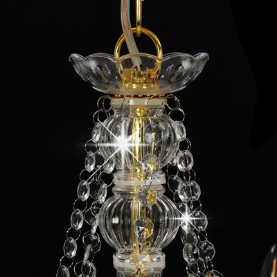 vidaXL Takkrona med pärlor guld 8 x E14-glödlampor