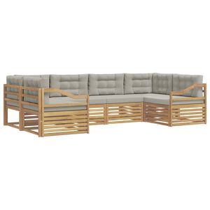 vidaXL Utomhussoffset med kudde 6 pcs Vit och ljusgr&aring; Polyester