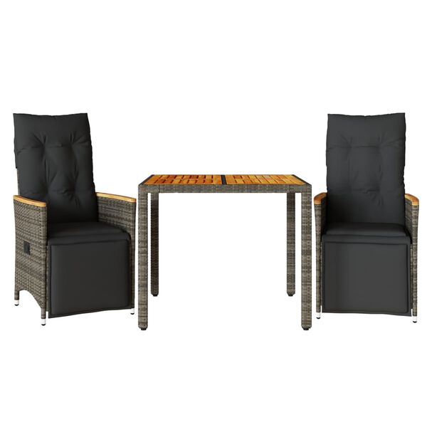 vidaXL Caf&eacute;set med dynor 3 delar konstrotting gr&aring;