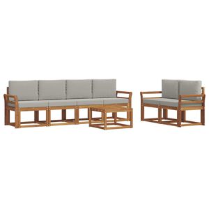 vidaXL Utomhussoffset 7 pcs Naturlig och Ljus Gr&aring; Massivt Akaciatr&auml;