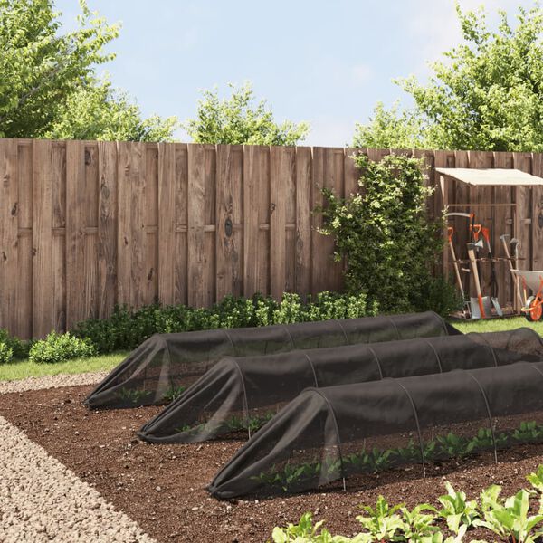 vidaXL Nättunnlar 3 st svart stål och polyeten