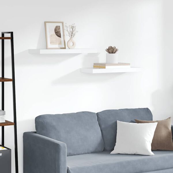 vidaXL Sv&auml;vande v&auml;gghyllor 2 st vit 60x23,5x3,8 cm MDF