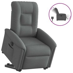 vidaXL Elektrisk reclinerf&aring;t&ouml;lj med uppresningshj&auml;lp m&ouml;rkgr&aring; tyg