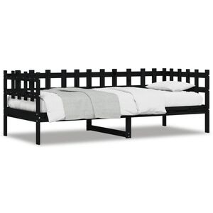 vidaXL Dagb&auml;dd svart 80x200 cm massiv furu