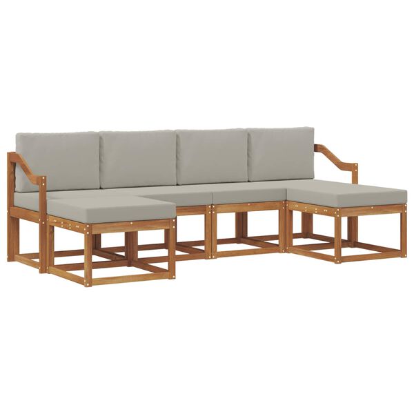 vidaXL Utomhussoffset med kudde 6 pcs Naturlig och Ljus Gr&aring;