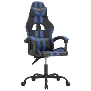 vidaXL Snurrbar gamingstol svart och bl&aring; konstl&auml;der