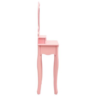 vidaXL Sminkbord med pall rosa 50x59x136 cm paulowniaträ