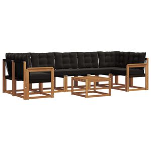 vidaXL Utomhussoffset med kudde 8 pcs Naturlig och svart