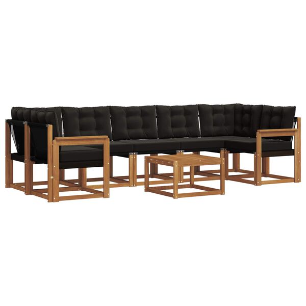 vidaXL Utomhussoffset med kudde 8 pcs Naturlig och svart