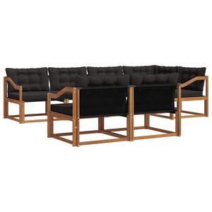 vidaXL Utomhussoffset med kudde 7 pcs Naturlig och svart