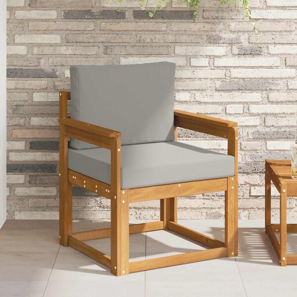 vidaXL Utomhussoffa Massivt akaciatr&auml; och polyester Naturlig